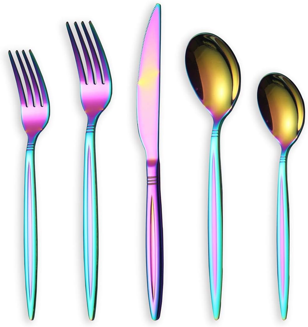 Flatware Set 20 Pieces, Stainless Steel Colorful Silverware Set, Cutlery Set, Utensil Set Flatware Set 20 Pieces, Stainless Steel Colorful Silverware Set, Cutlery Set, Utensil Set